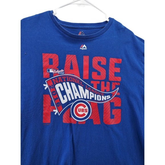 CHICAGO CUBS Shirt Men's Long Sleeve Crew Neck MLB Baseball Blue Extra Large - Picture 4 of 6